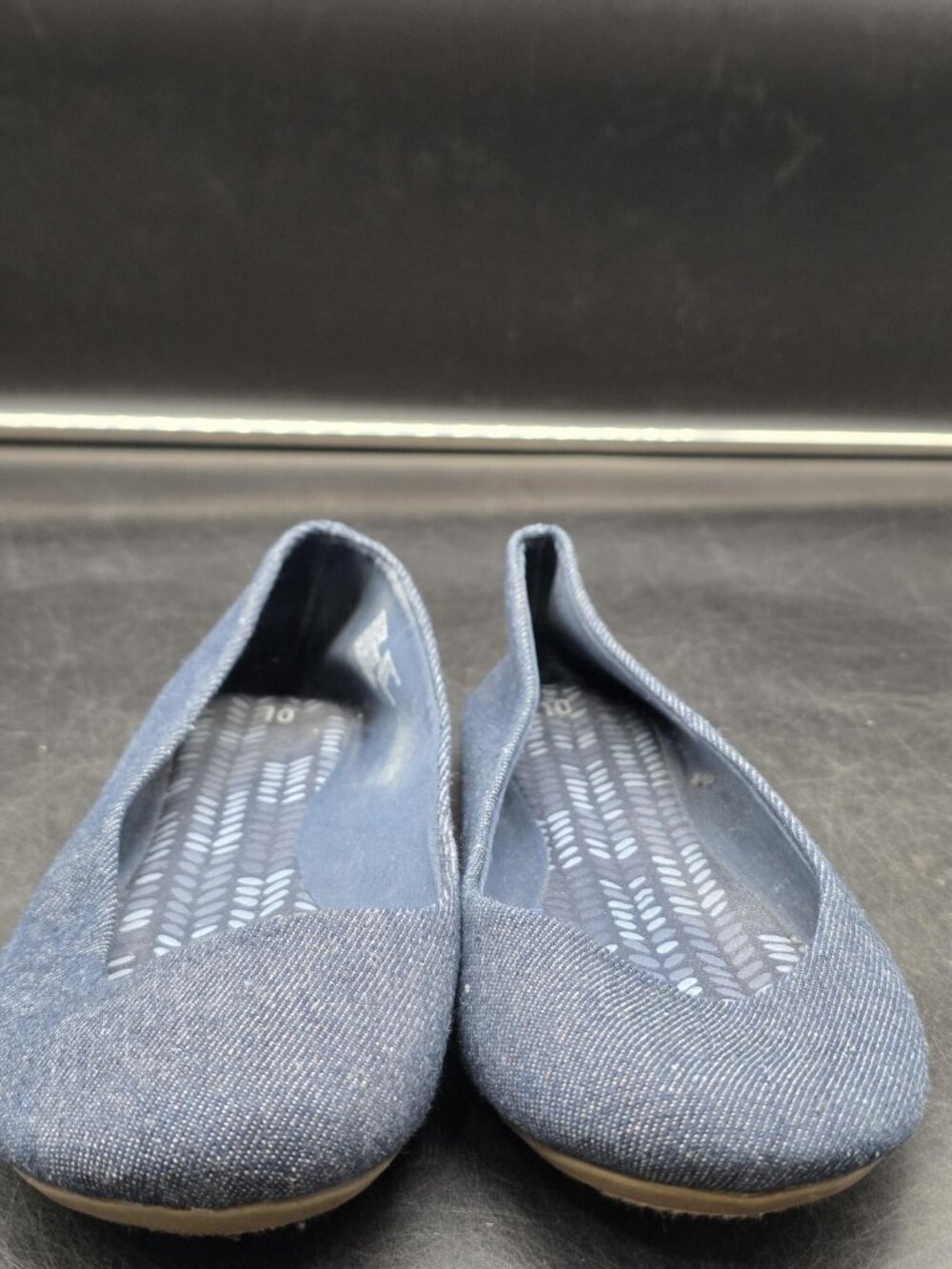 Time And Tru Shoes Womens Size 10 Blue Denim Ballet Flats Slip On Casual Comfort